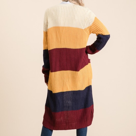 2 LEFT! Long colorblock thick knit cardigan - Picture 7 of 7